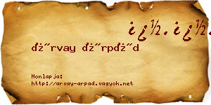 Árvay Árpád névjegykártya