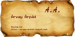 Árvay Árpád névjegykártya