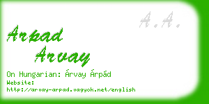 arpad arvay business card
